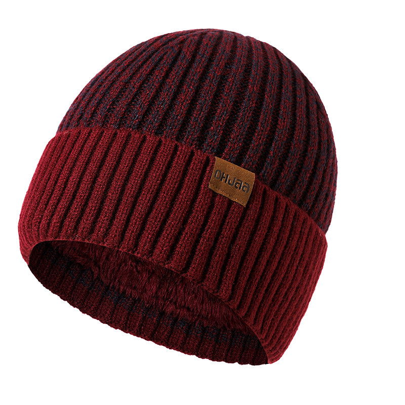 Winter Men's Double Wool Hat Adult New Fleece Warm Knitted Hat