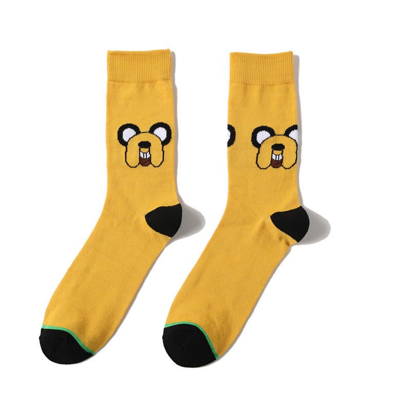 Cotton Men's Large Size Four-season Socks Casual Cartoon Trendy Socks Men's Socks Women's Ins Socks-5PRS