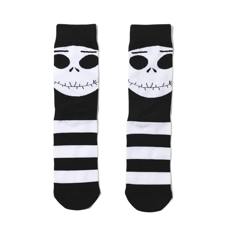Women's New Trendy Socks Cotton Socks Men's Cartoon Trend Tube Socks Halloween Socks-5PRS