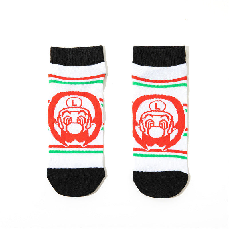 Wholesale Women's Cotton Men's Short Mary Boat Socks Animation Men's Cartoon Sock Personalized Animation Socks-5PRS
