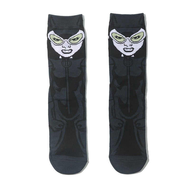 Cotton Men's Medium Tube Cartoon Sock Anime Women's Movie Socks Daredevil Socks Long Tube Tide Socks-5PRS