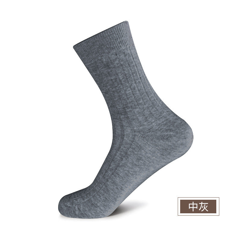 Men's Pure Cotton Business Socks, Mid-Calf, Spring/Summer Thin Double-Needle 100% Cotton, Odor-Resistant Summer Cotton Socks