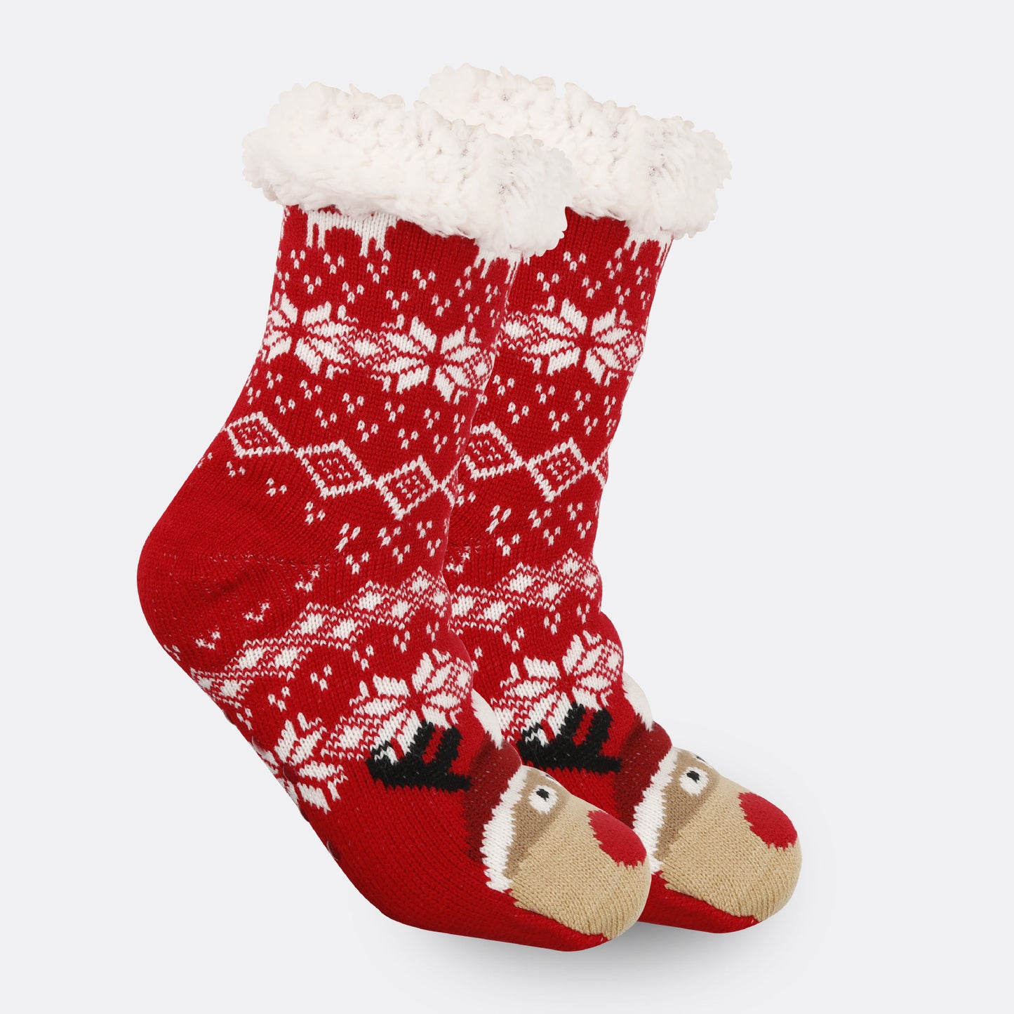 2PRS-Festive Thermal Knit Xmas Socks -Fleece-Lined Winter Sleepwear for Women, Cozy Cabin & Postpartum Recovery