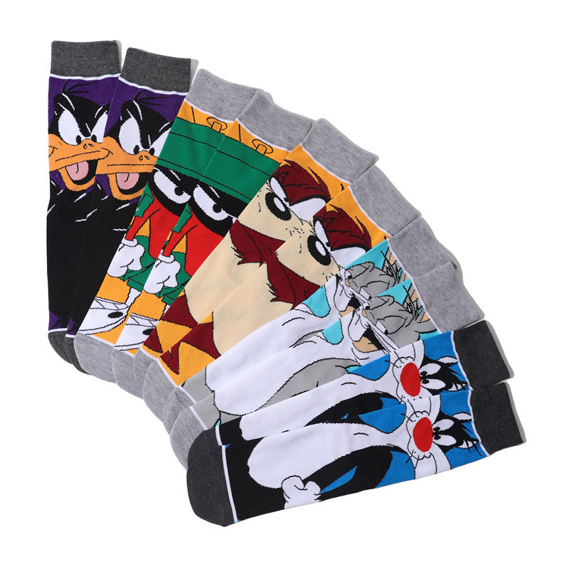 Wholesale Trendy Men's Cotton Cartoon Tube Socks Stockists Women's Animation Personalized Socks-5PRS