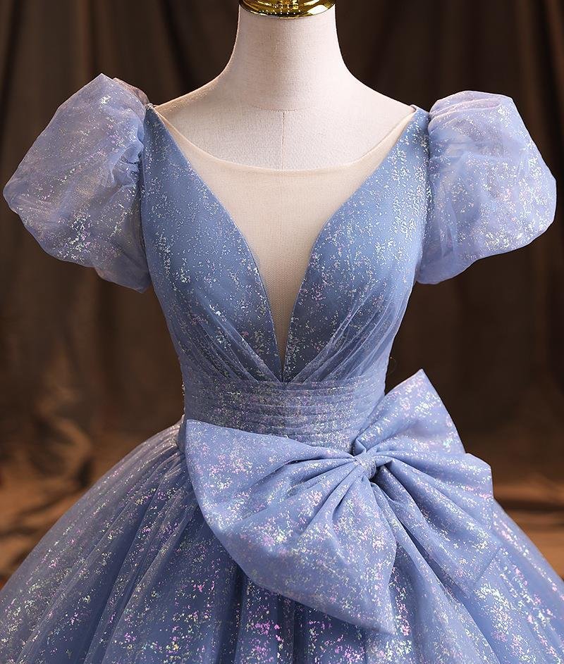 Blue Evening Dress Dress Female New Temperament Socialite Banquet Performance Host Art Exam Vocal Dress Looks Thin