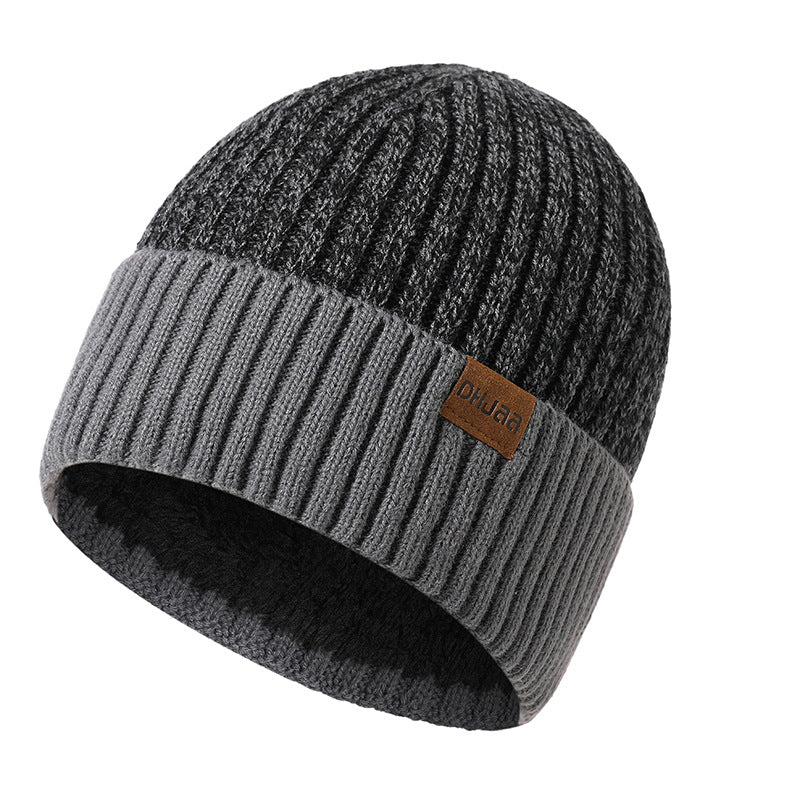 Winter Men's Double Wool Hat Adult New Fleece Warm Knitted Hat