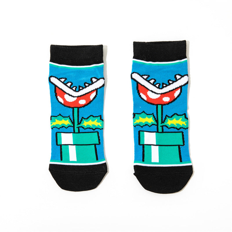 Wholesale Women's Cotton Men's Short Mary Boat Socks Animation Men's Cartoon Sock Personalized Animation Socks-5PRS