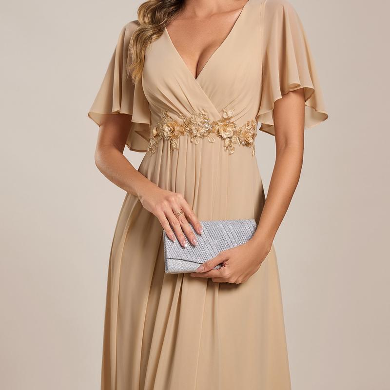 MatchSet Chiffon Dress | Draped Sleeve & Script Print | Sunset Stroll Romper