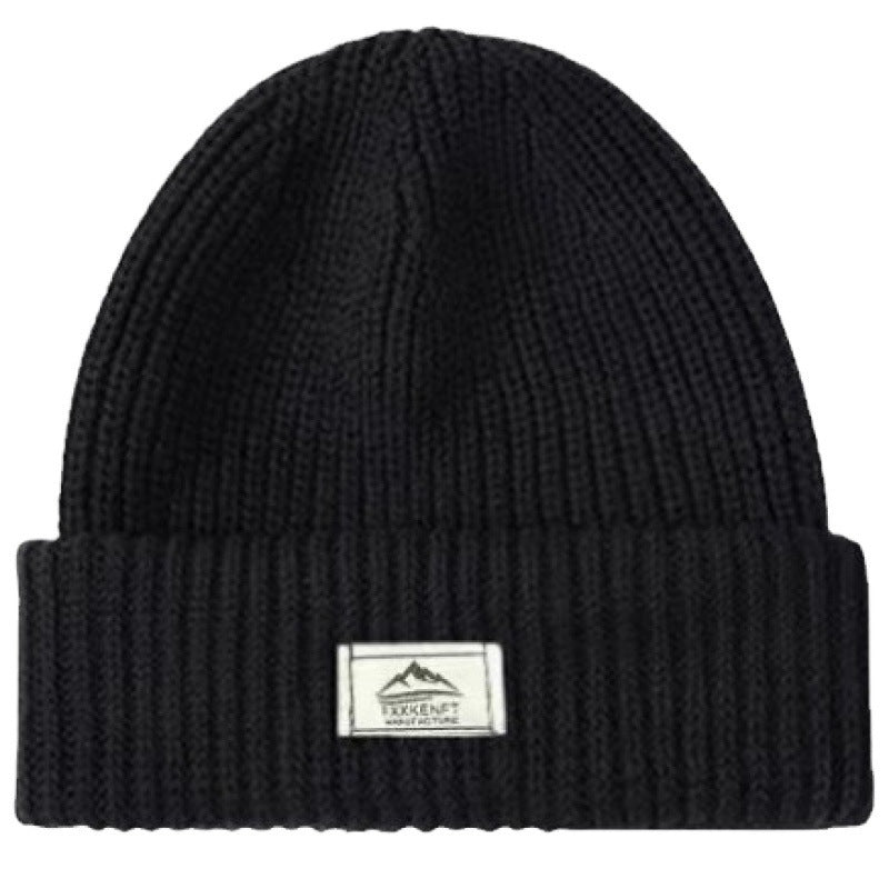 Balaclava hat, men's headgear, autumn and winter retro black wool knitted cold hat, windproof face mask