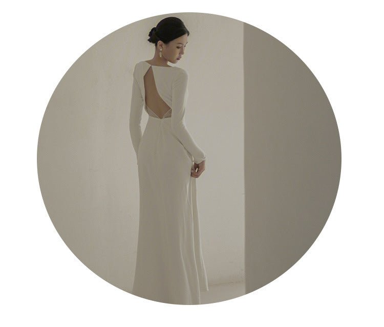 Engagement French Light Wedding Dress Skirt Women's High Sense Spring Simple Hepburn Style Backless New Chinese Style