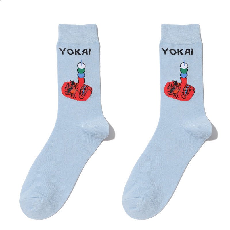 Male Japanese Monster Animation Socks Female Cotton Monster Story Sock Cartoon Personality Trend Boat Socks-5PRS