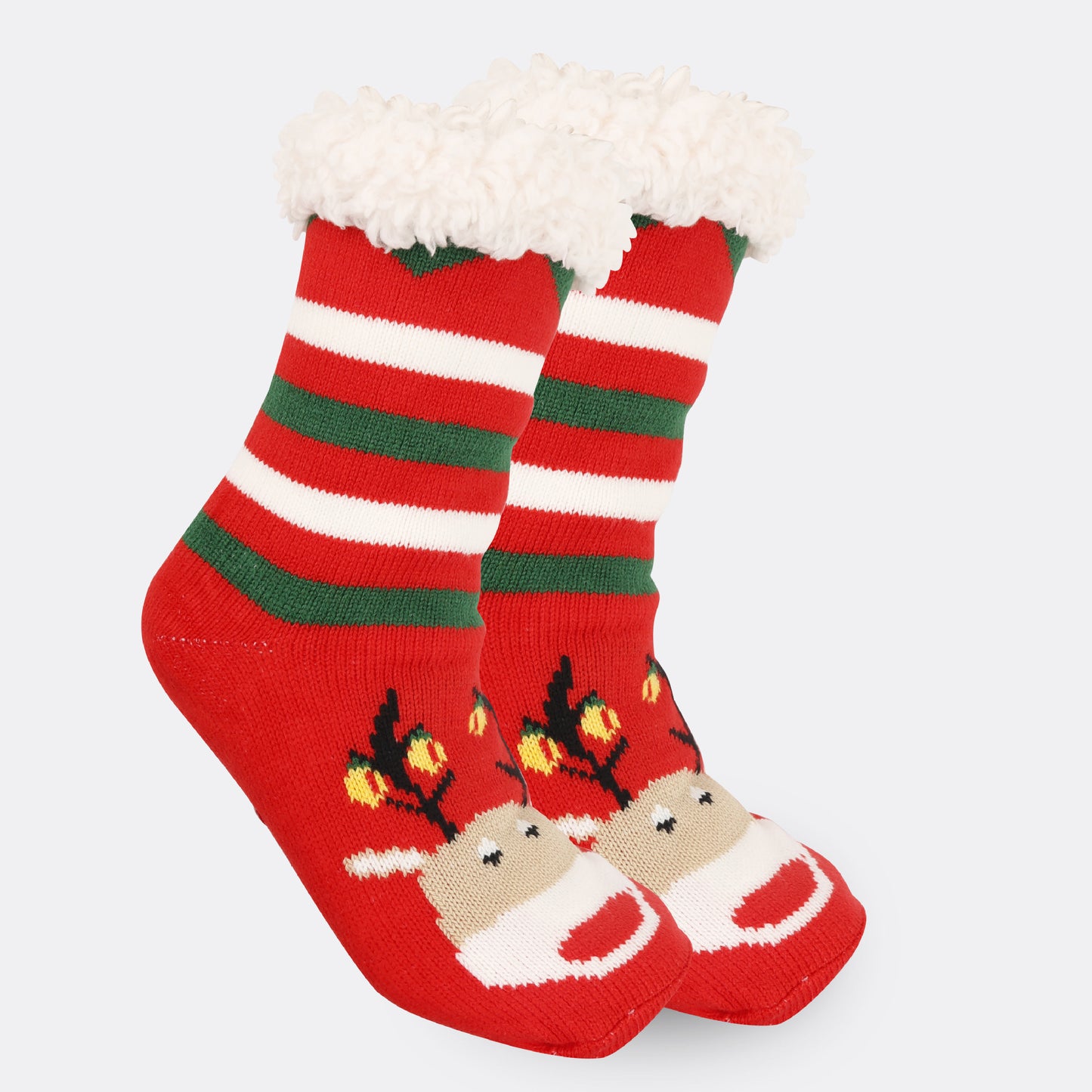 2PRS-Festive Thermal Knit Xmas Socks -Fleece-Lined Winter Sleepwear for Women, Cozy Cabin & Postpartum Recovery