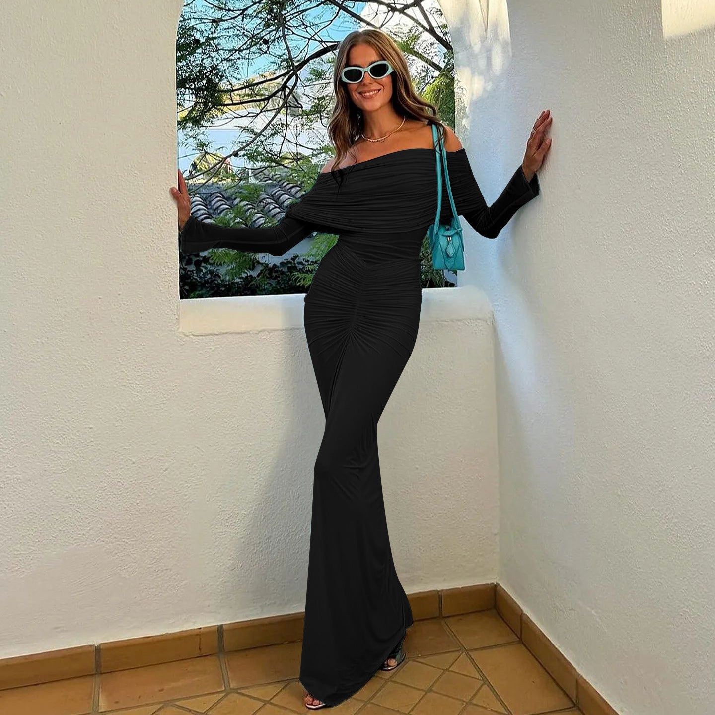 Viral Luxe Dress: Socialite-Chic One-Shoulder Mesh Pleated, Sheer Slim Bodycon Fit
