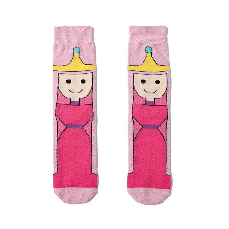 Cotton Men's Large Size Four-season Socks Casual Cartoon Trendy Socks Men's Socks Women's Ins Socks-5PRS