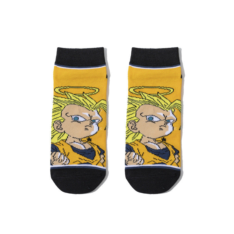 Wholesale Men's Short Cartoon Animation Cotton Female Comic Boat Socks Personalized Animation Short Sock-5PRS
