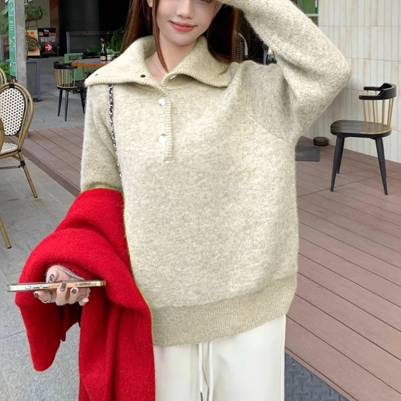 Design Sense New Year's Turtleneck Red Sweater Women's New Lazy Style Casual Knitted Sweater Women