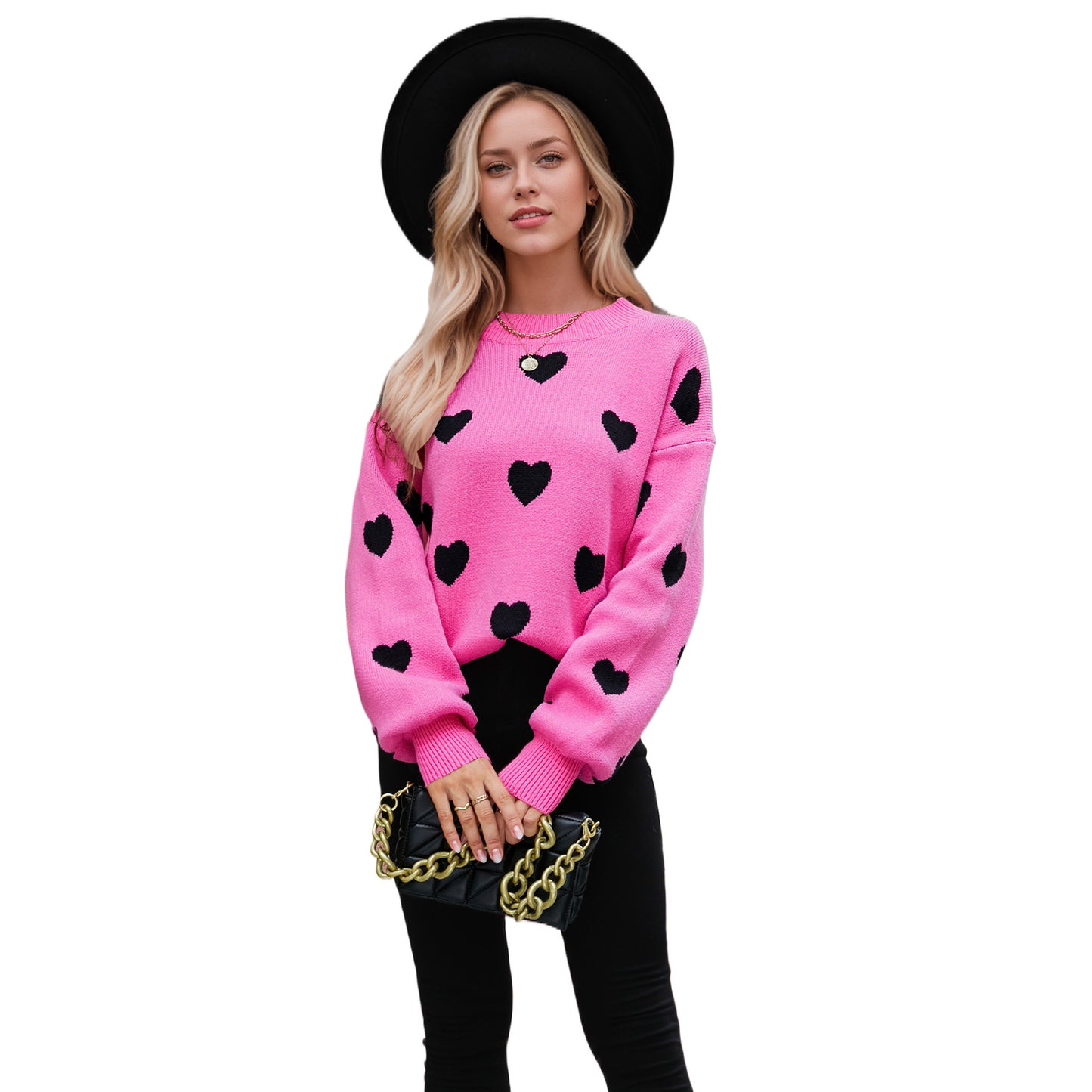 Winter Valentine's Day Love Pullover Women's Knitted Sweater Women's Large Size Loose Sweater Women's