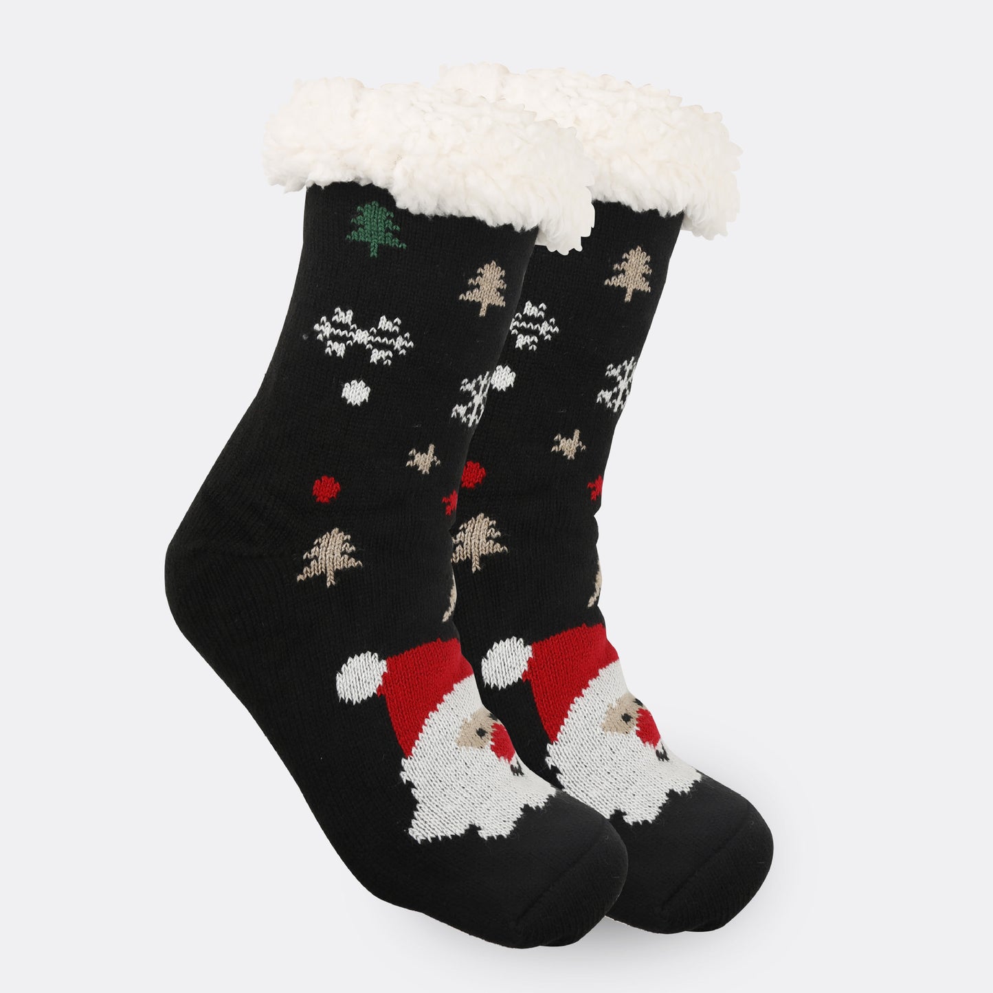 2PRS-Festive Thermal Knit Xmas Socks -Fleece-Lined Winter Sleepwear for Women, Cozy Cabin & Postpartum Recovery
