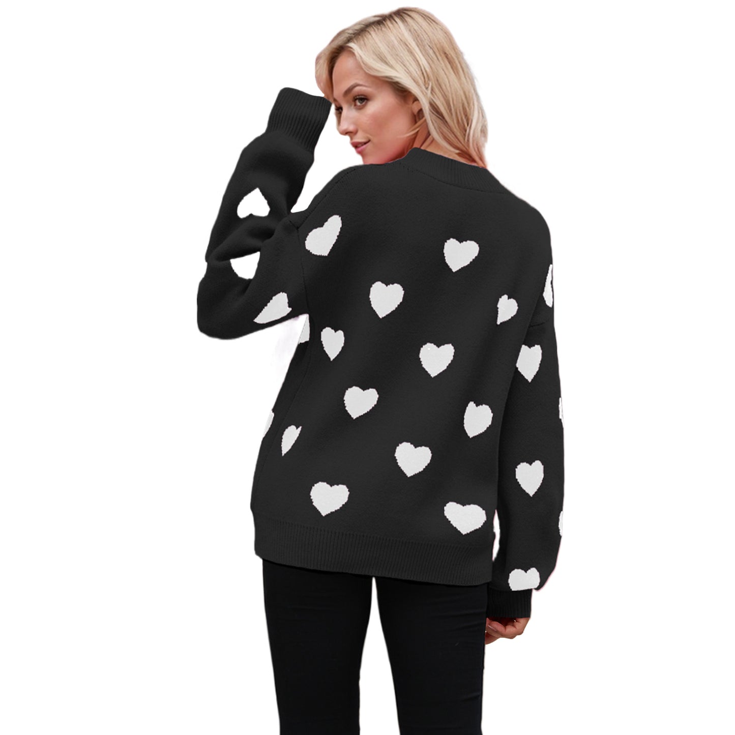 Winter Valentine's Day Love Pullover Women's Knitted Sweater Women's Large Size Loose Sweater Women's