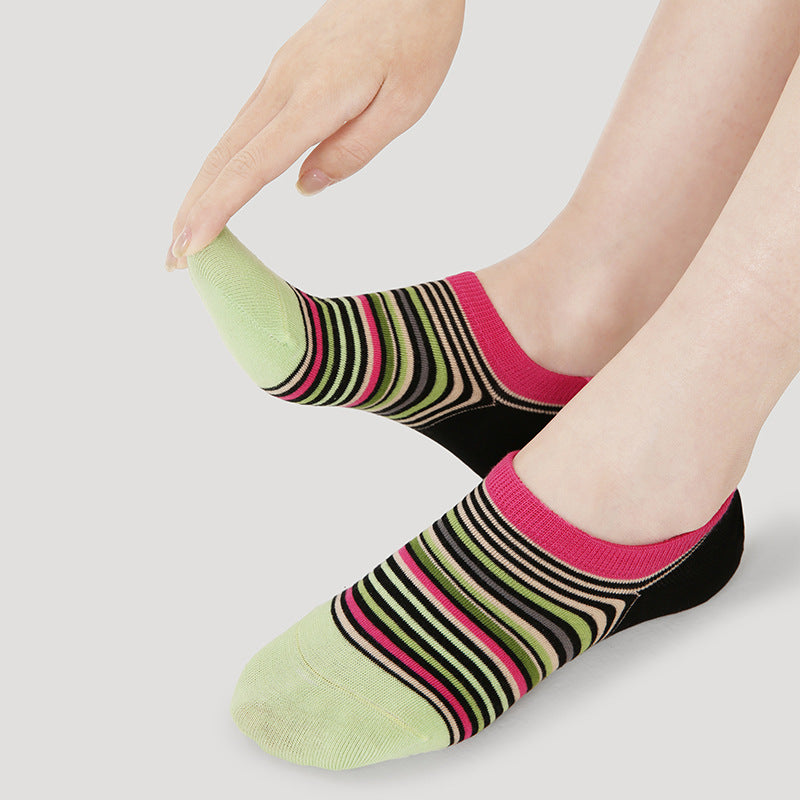 Women’s Vintage Polka Dot Boat Socks | Japanese Kawaii Contrast | Non-Slip Lightweight Summer Ankle Socks-5Prs