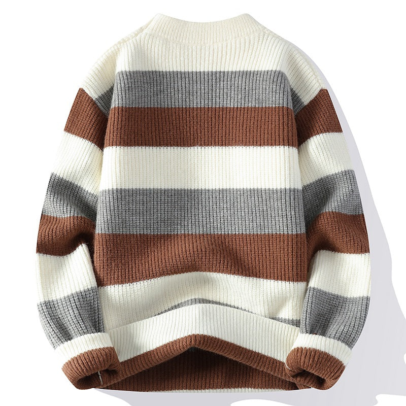 Autumn and Winter New Semi-turtleneck Sweater Men's Thickened Pullover Trendy Men's Knitted Sweater Top