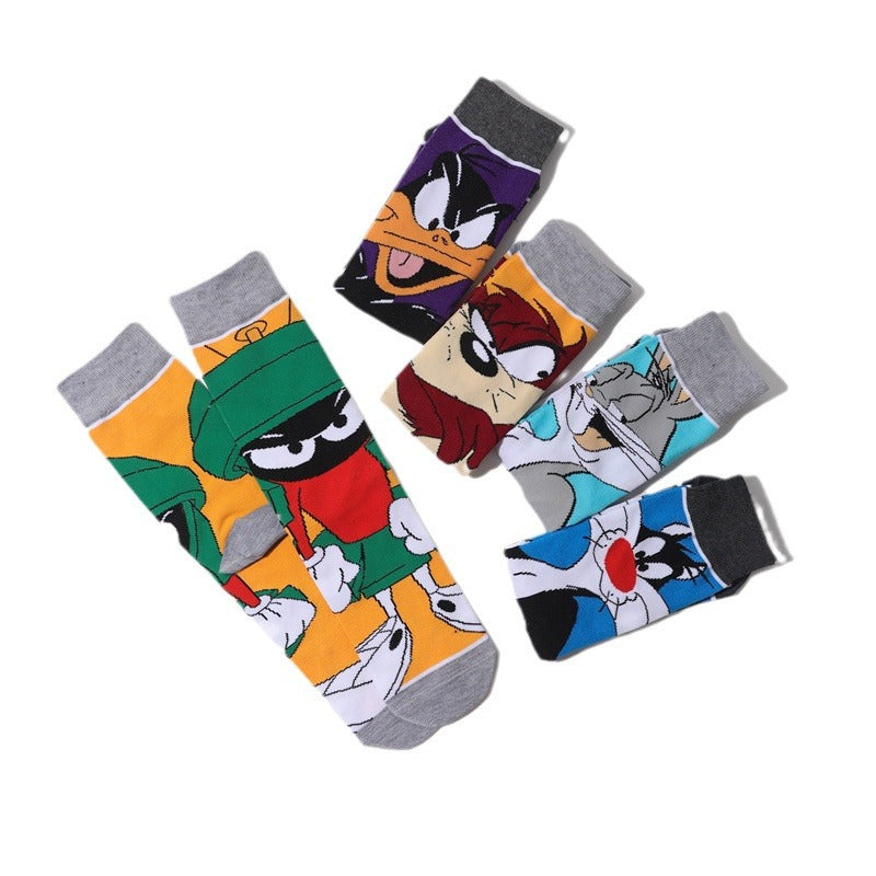 Wholesale Trendy Men's Cotton Cartoon Tube Socks Stockists Women's Animation Personalized Socks-5PRS