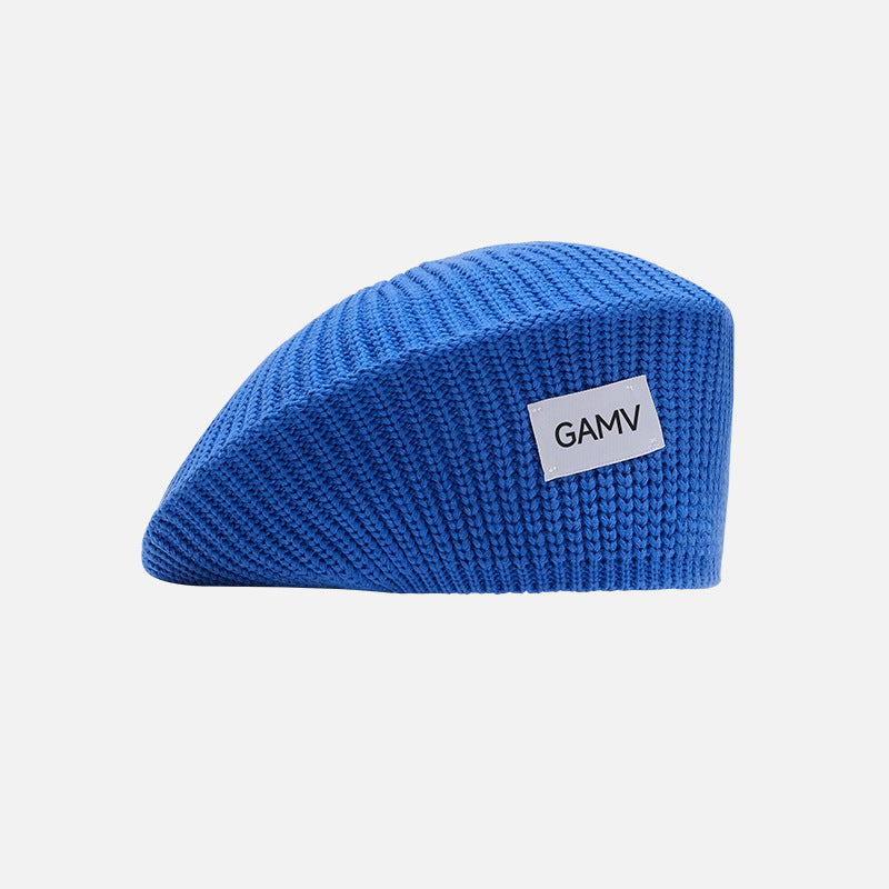 Autumn and Winter New Metal Standard Beret Children Big Head Circumference Show Face Small Reverse Wear Woolen Forward Hat