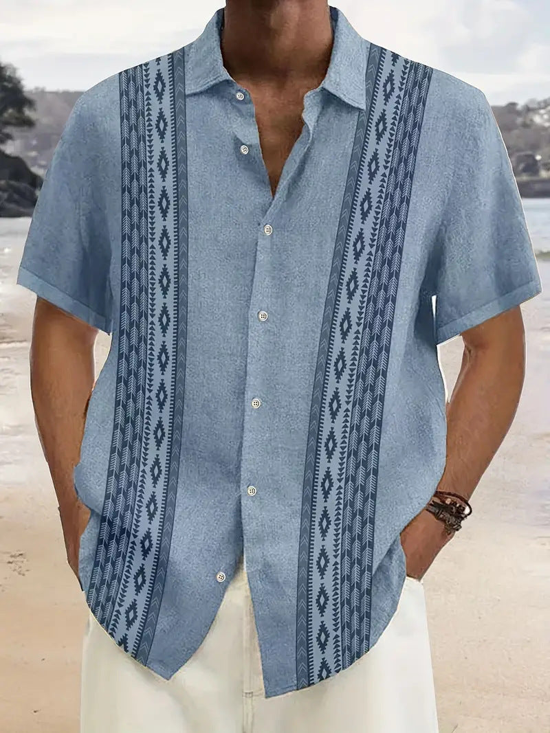 Capsule Wardrobe Essential | Sustainable Hawaiian Shirts | Unisex Cropped Sleeve Beach Tops with AI-Enhanced Floral Patterns