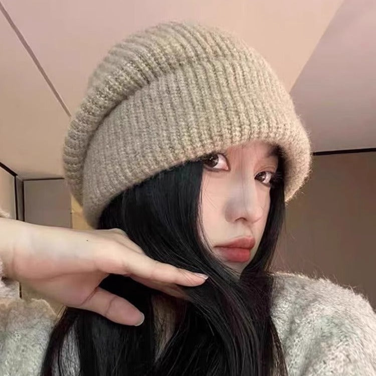 Children's Winter New Warm Ear Protector Wool Hat Loose Big Head Circumference Internet Celebrity Stacking Hat