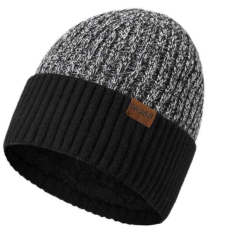 Winter Men's Double Wool Hat Adult New Fleece Warm Knitted Hat