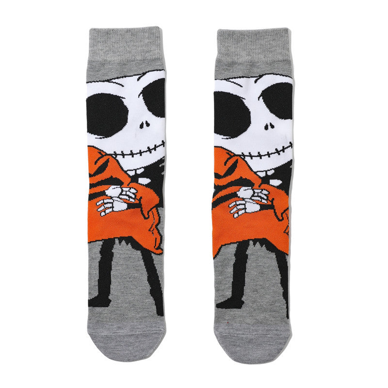 Women's New Trendy Socks Cotton Socks Men's Cartoon Trend Tube Socks Halloween Socks-5PRS