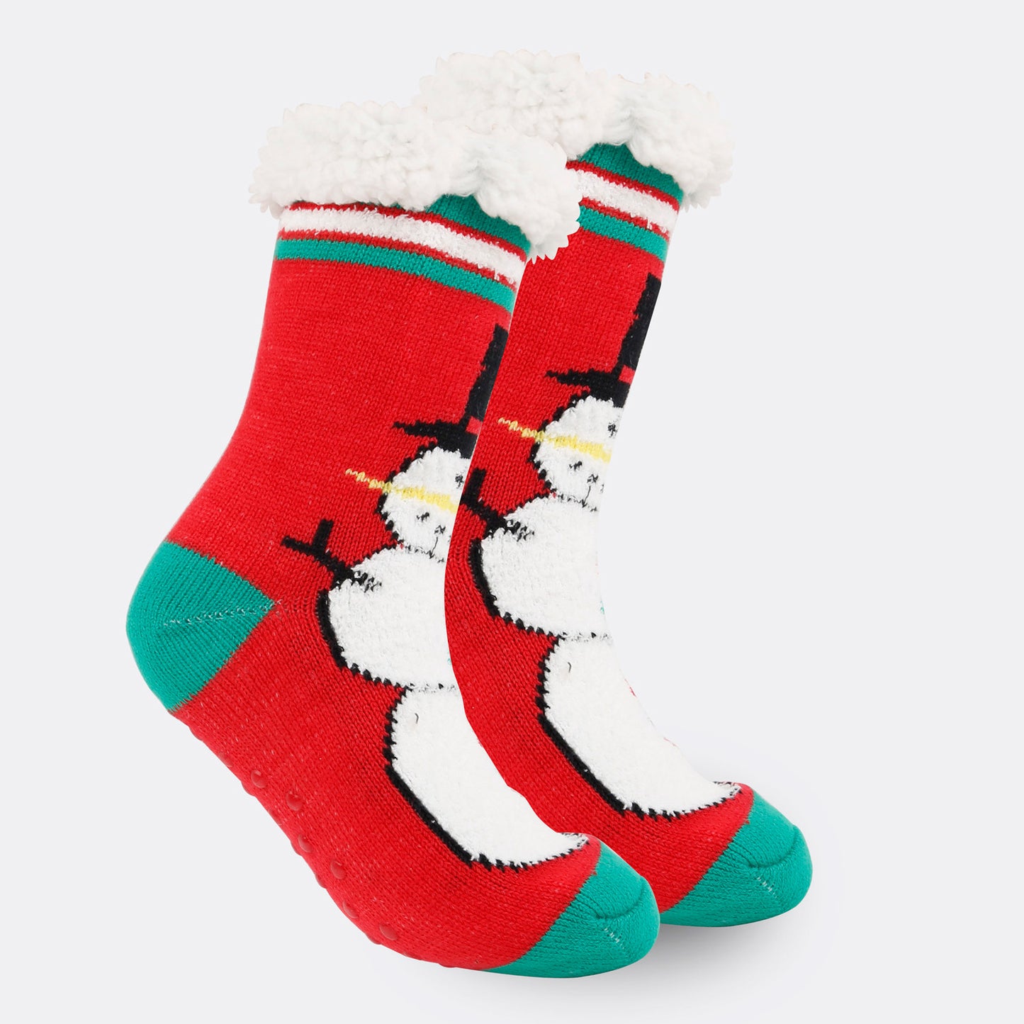 2PRS-Festive Thermal Knit Xmas Socks -Fleece-Lined Winter Sleepwear for Women, Cozy Cabin & Postpartum Recovery