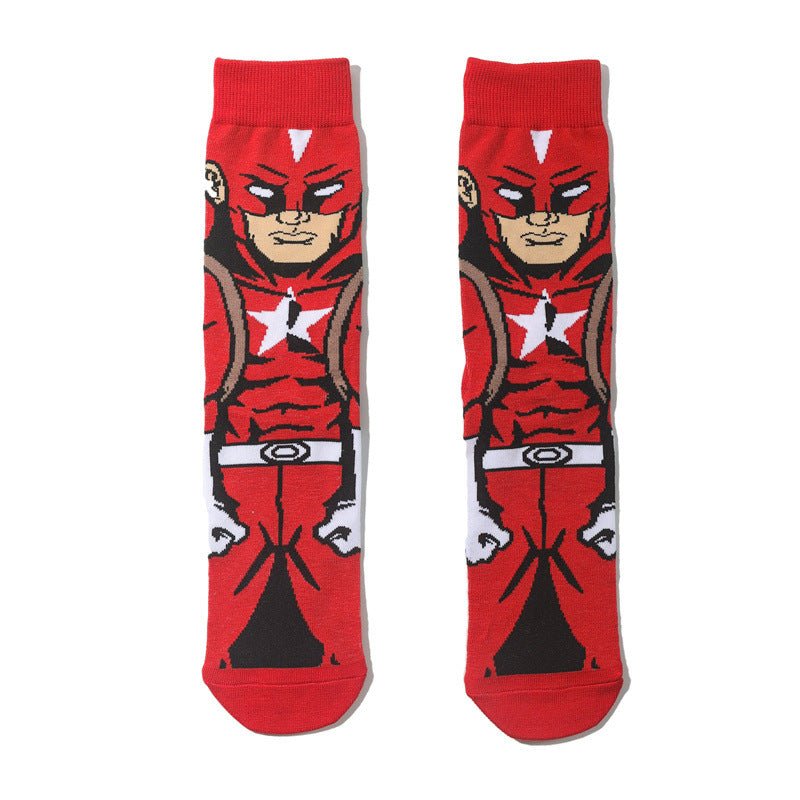 Cotton Men's Medium Tube Cartoon Sock Anime Women's Movie Socks Daredevil Socks Long Tube Tide Socks-5PRS