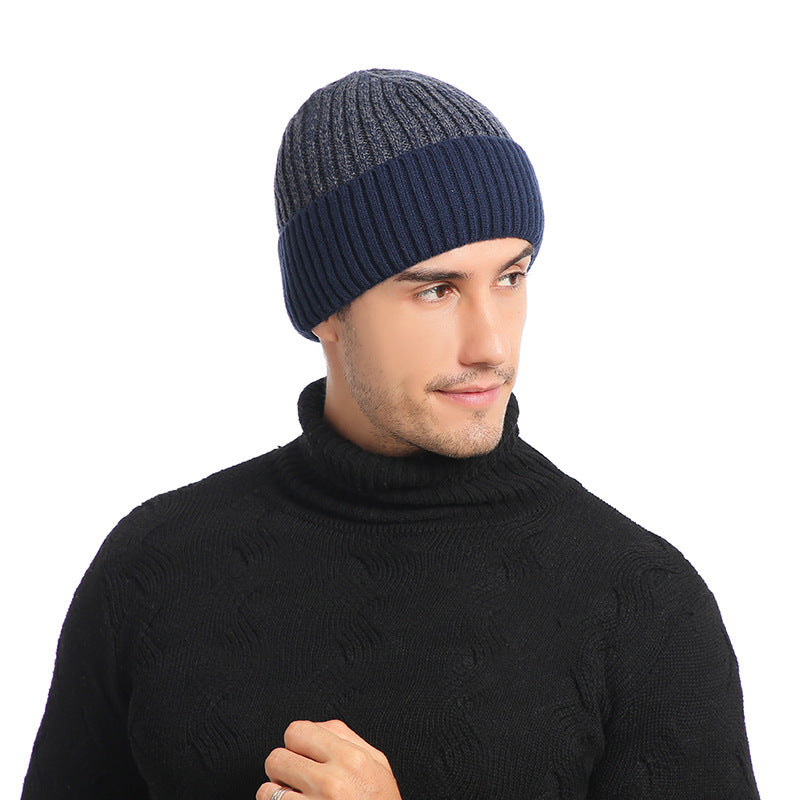 Winter Men's Double Wool Hat Adult New Fleece Warm Knitted Hat