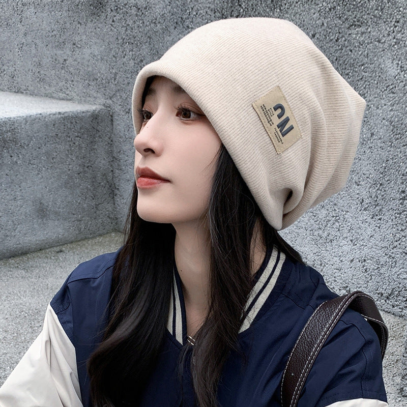 2PCS Knitted Hats-Children's Letters Spring and Autumn Internet Celebrities Show Their Faces Small Versatile Knitted Hats