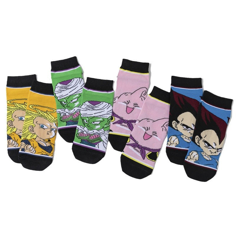 Wholesale Men's Short Cartoon Animation Cotton Female Comic Boat Socks Personalized Animation Short Sock-5PRS