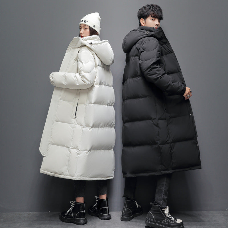 Winter Couple New Down Jackets Men's and Women's Similar Art School Uniforms Medium and Long Knee White Duck Down Jackets Men's