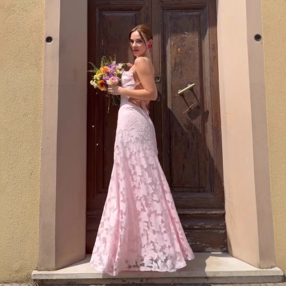 Women’s Sexy Backless Chiffon Dress: Sleeveless Evening Gown