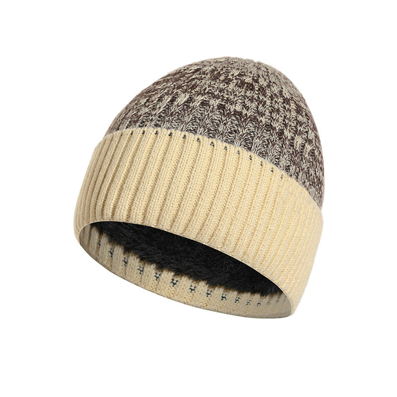 Winter Men's Double Wool Hat Adult New Fleece Warm Knitted Hat