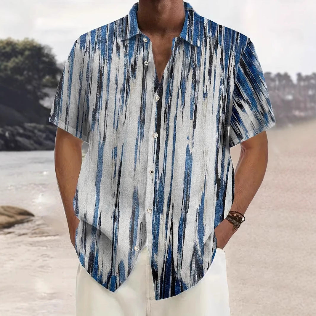 Capsule Wardrobe Essential | Sustainable Hawaiian Shirts | Unisex Cropped Sleeve Beach Tops with AI-Enhanced Floral Patterns