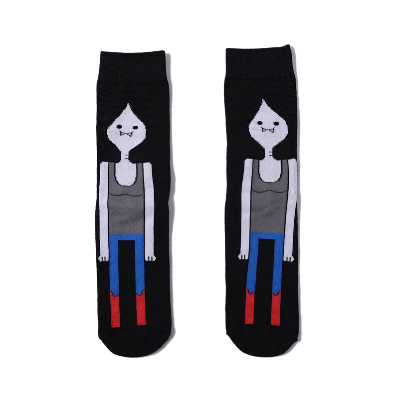 Cotton Men's Large Size Four-season Socks Casual Cartoon Trendy Socks Men's Socks Women's Ins Socks-5PRS