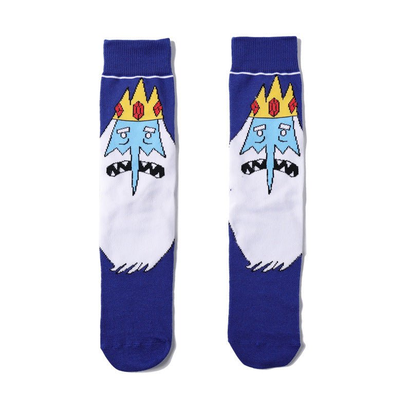 Cotton Men's Large Size Four-season Socks Casual Cartoon Trendy Socks Men's Socks Women's Ins Socks-5PRS