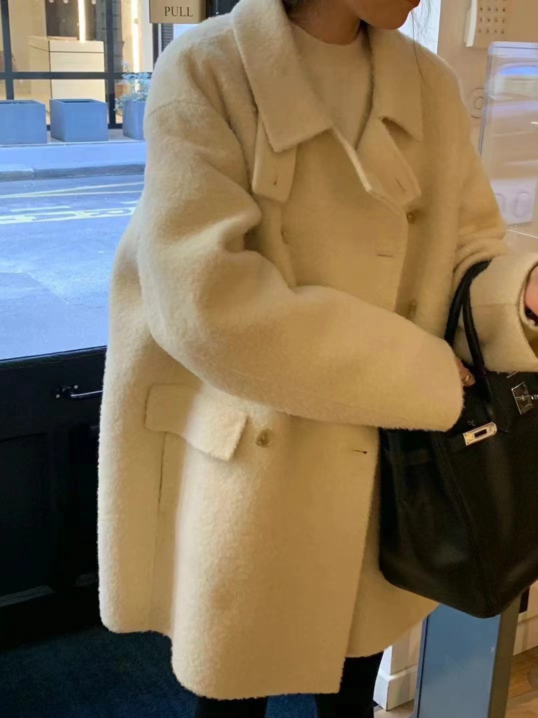 Winter new lapel double-breasted Suli wool coat coat