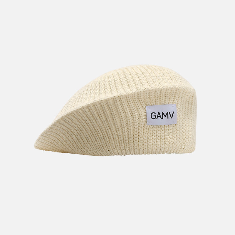 Autumn and Winter New Metal Standard Beret Children Big Head Circumference Show Face Small Reverse Wear Woolen Forward Hat