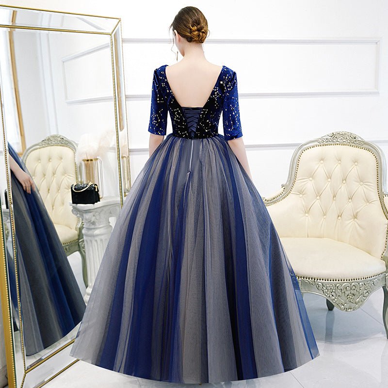 Color Yarn New Chorus Performance Student Vocal Solo Art Test Clothing Puffy Skirt Long Evening Dress Women