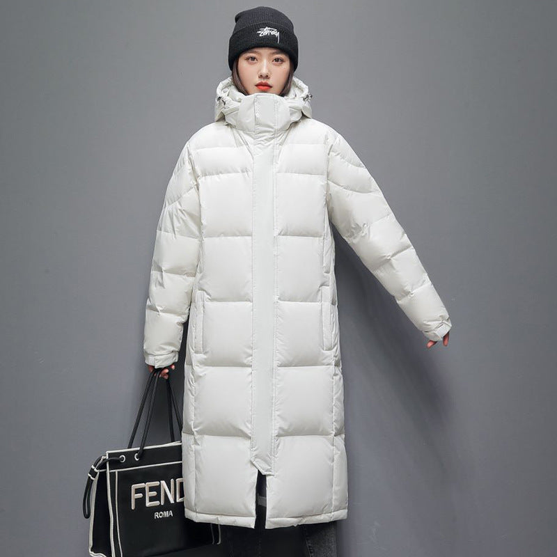 Winter Couple New Down Jackets Men's and Women's Similar Art School Uniforms Medium and Long Knee White Duck Down Jackets Men's