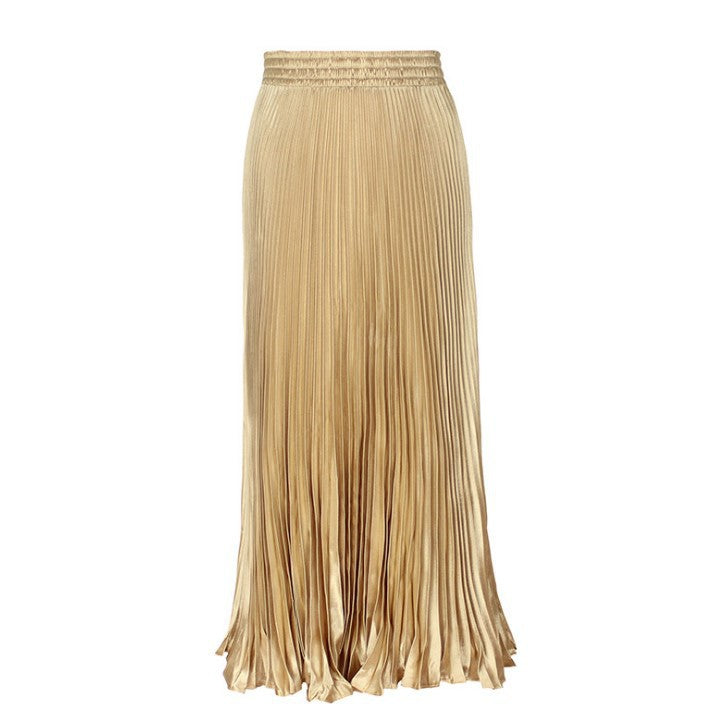 Upgrade Your Wardrobe with the 2024 High Waist Satin A-line Skirt - Perfect for Any Occasion!