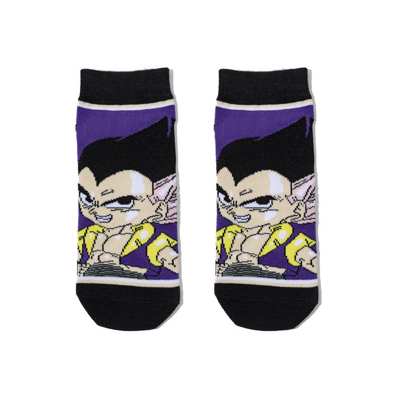 Wholesale Men's Short Cartoon Animation Cotton Female Comic Boat Socks Personalized Animation Short Sock-5PRS