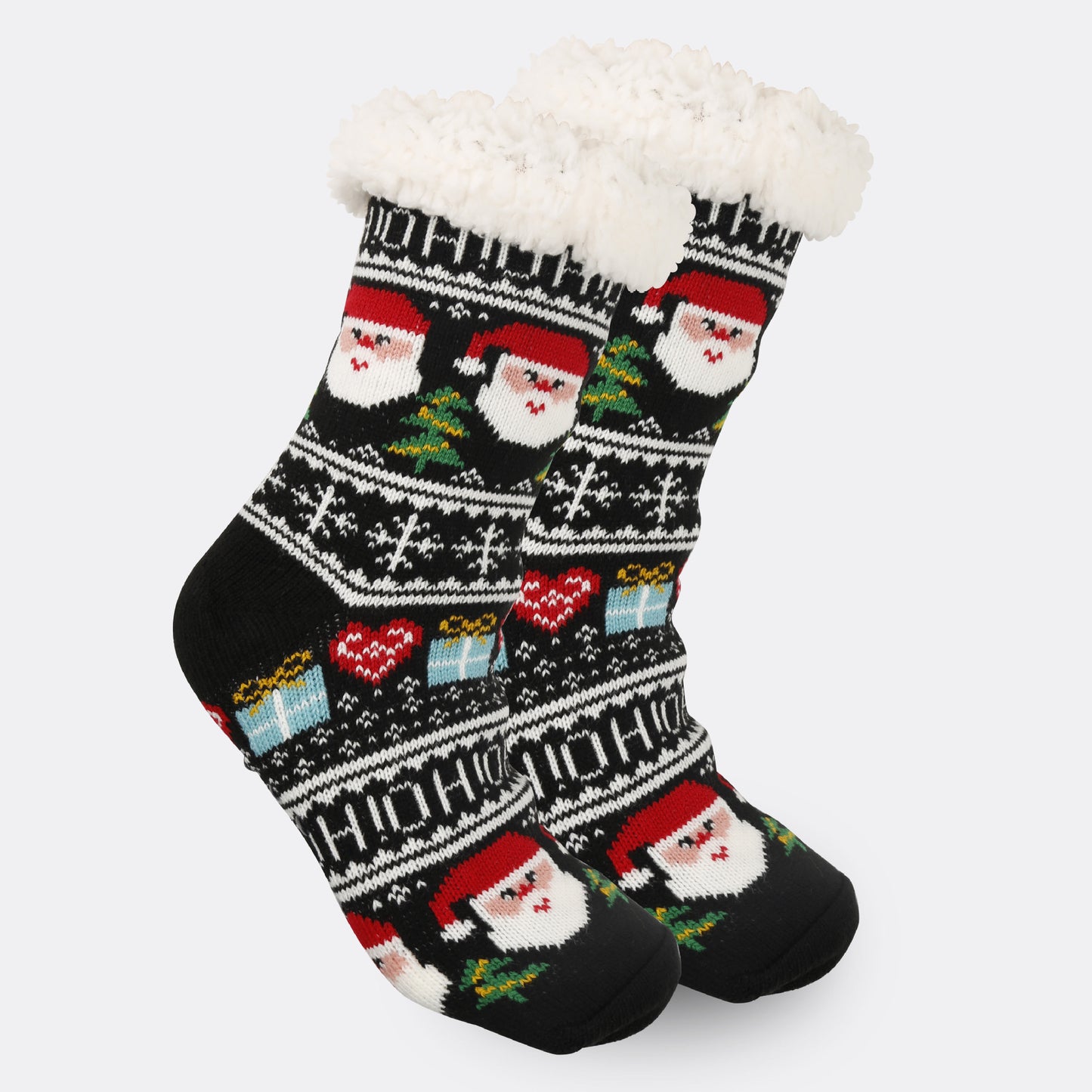 2PRS-Festive Thermal Knit Xmas Socks -Fleece-Lined Winter Sleepwear for Women, Cozy Cabin & Postpartum Recovery