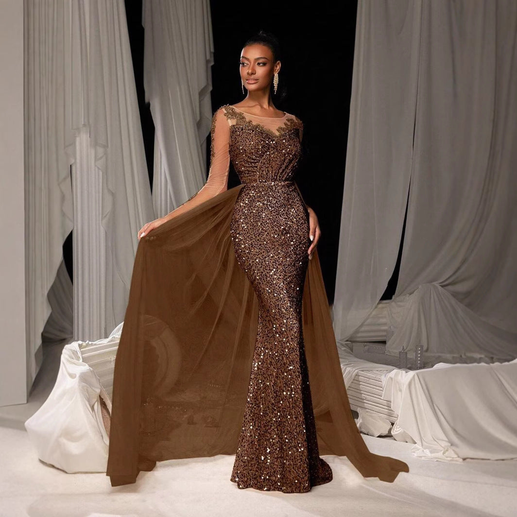 Women's Ball Dress Long Dress Temperament Fashionable and Elegant Long Lace Party Evening Dress